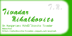 tivadar mihalkovits business card